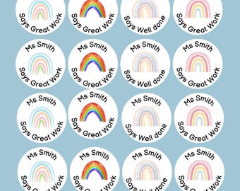 Well done stickers, personalised teacher stickers, merit stickers, teacher name, personalised stickers, merit sticker, sticker sheet