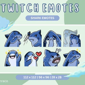 Shark Twitch Emote | Cute Blue Shark | Funny Stream Emotes for Twitch & Discord | Kawaii Shark Emote Download