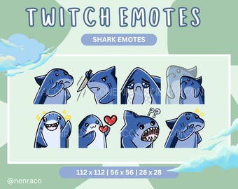 Shark Twitch Emote | Cute Blue Shark | Funny Stream Emotes for Twitch & Discord | Kawaii Shark Emote Download