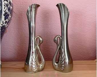 SWAN PAIR Jarrones Vintage, Plata, Boho, Amor, buen rollo