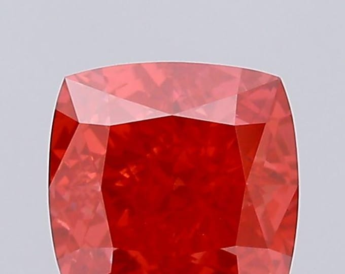 1CT Vivid Red Cushion Lab Grown Diamond VVS2: Engagement Ring