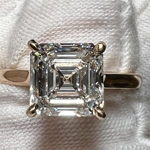 Certified 3CT Asscher Cut E VS1 2EX Lab Grown Diamond Engagement Ring