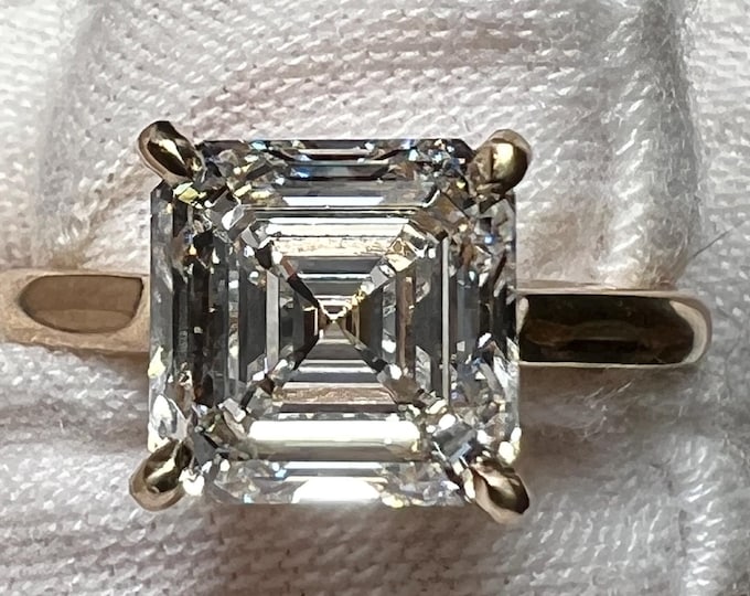 Certified 3CT Asscher Cut E VS1 2EX Lab Grown Diamond Engagement Ring