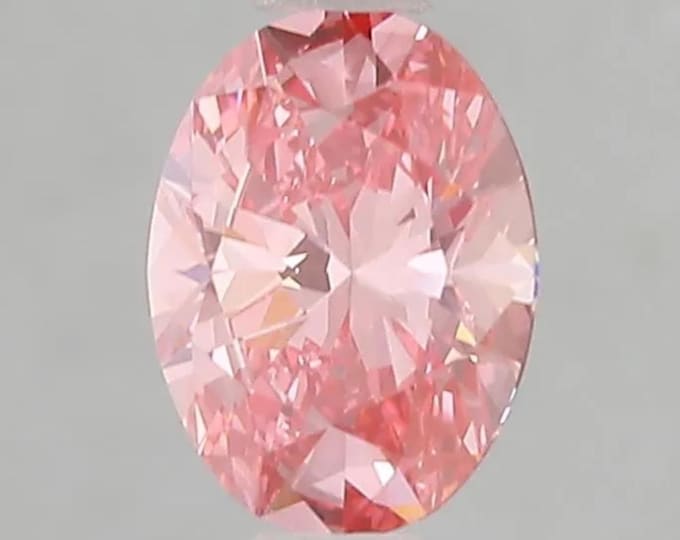Certified 1.01CT Oval Fancy Vivid Pink VS1 EX EX Lab Grown Diamond/ Engagement Ring