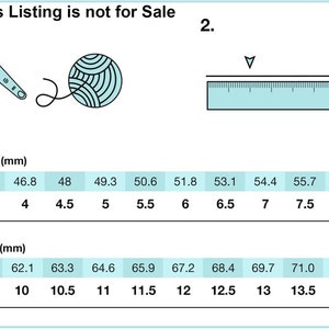 May include: Image showing ring size measurements in millimeters and corresponding ring sizes. The text "This Listing is not for Sale" is at the top. A finger is shown with a string wrapped around it, and a ruler is also shown.