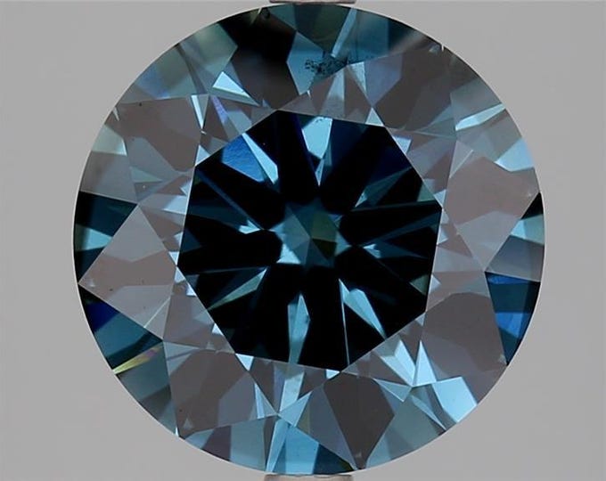 4CT Round Fancy Dark Blue Lab Grown Diamond: VS2 Engagement Ring
