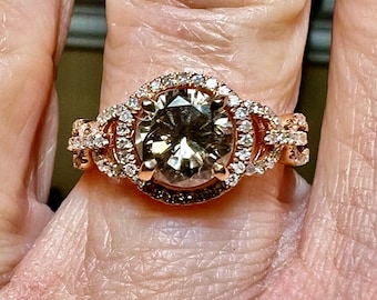 GIA 1.18CT Fancy Chocolate Brown Diamond 14K Rose Gold Ring - Size 6.5