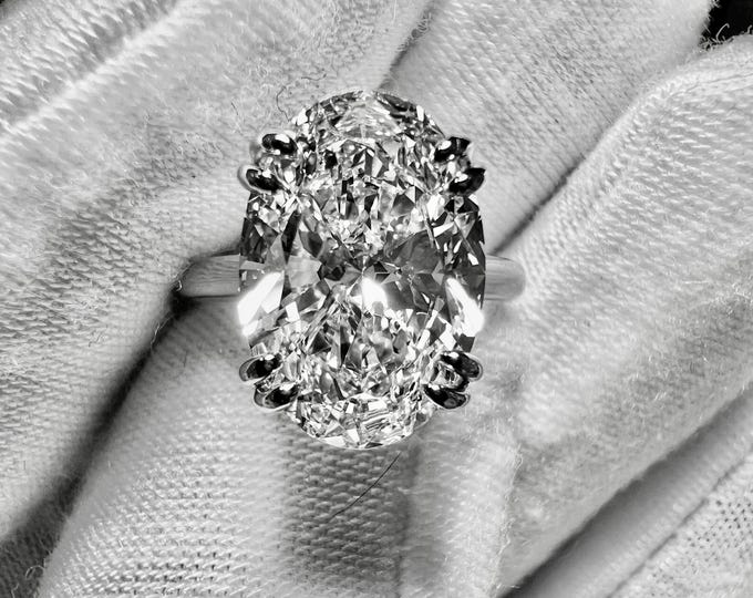 3.5 CT Oval Lab Grown Diamond Solitaire Engagement Ring, F VVS2 Certified