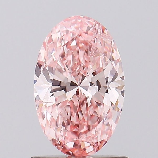 Certified 1.00CT Cut Oval Brilliant Fancy Intense Pink Lab Grown Loose Diamond/ Engagement Ring