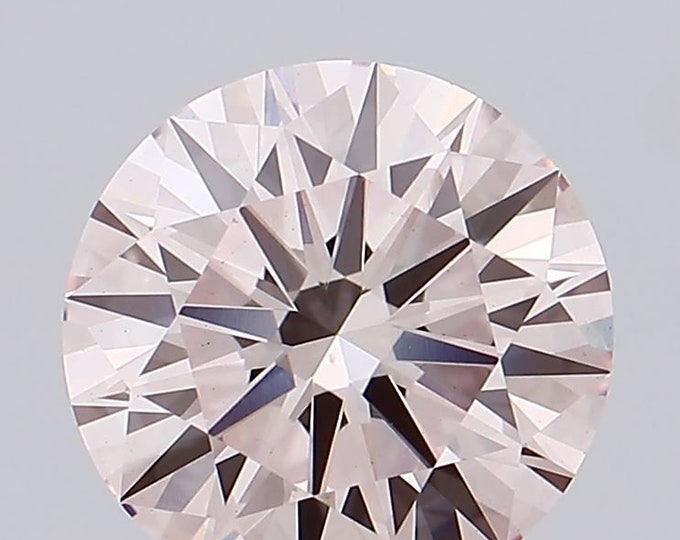 3.6CT Round Fancy Light Pink Lab Grown Diamond VS1