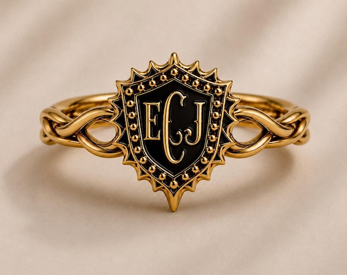 Heraldic Crest Ring, Gothic Filigree Engagement Ring,