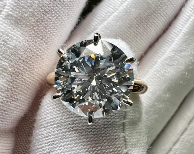 Certified 5.5CT Round Brilliant Cut F VS1 Lab Grown Diamond Engagement Ring