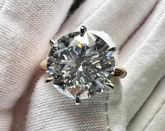 Certified 6CT F VVS2 ID 2EX Lab Grown Diamond 10K 14K Gold Engagement Ring