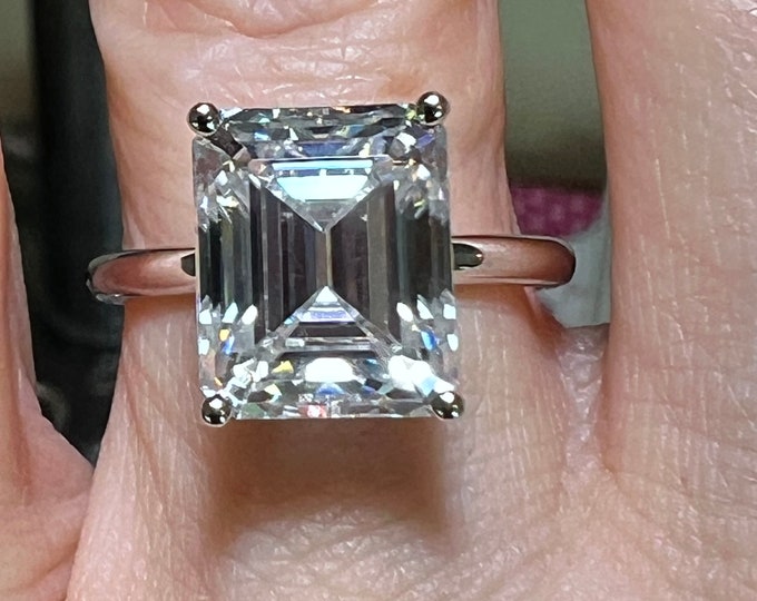 14K Gold 6.10CT Emerald Cut H VS1 EX EX Loose Diamond/ Engagement Ring