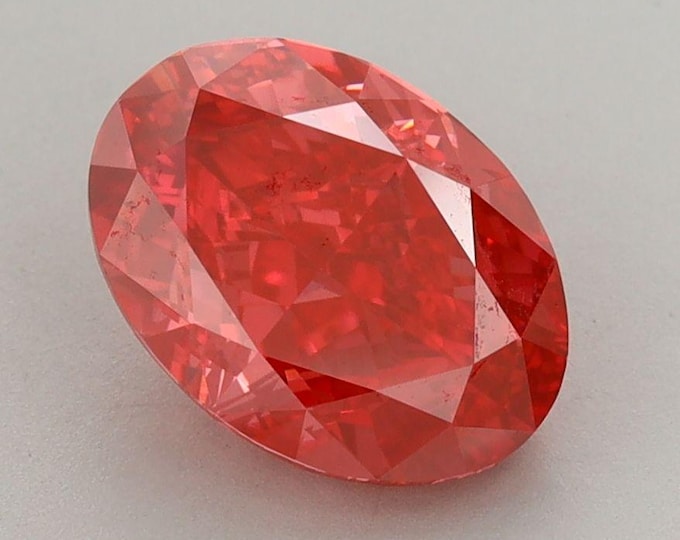 2.51CT Oval Fancy Vivid Red Lab Grown Diamond VS1 2EX