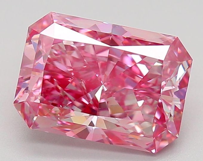 3.00ct Radiant Cut Fancy Vivid Purplish Pink Lab Grown Diamond VS1