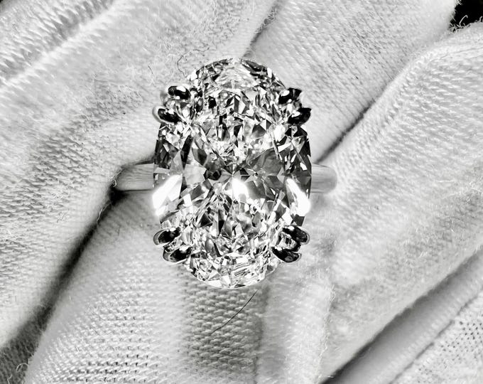 3.5 CT Oval Lab Grown Diamond Solitaire Engagement Ring, F VVS2 Certified