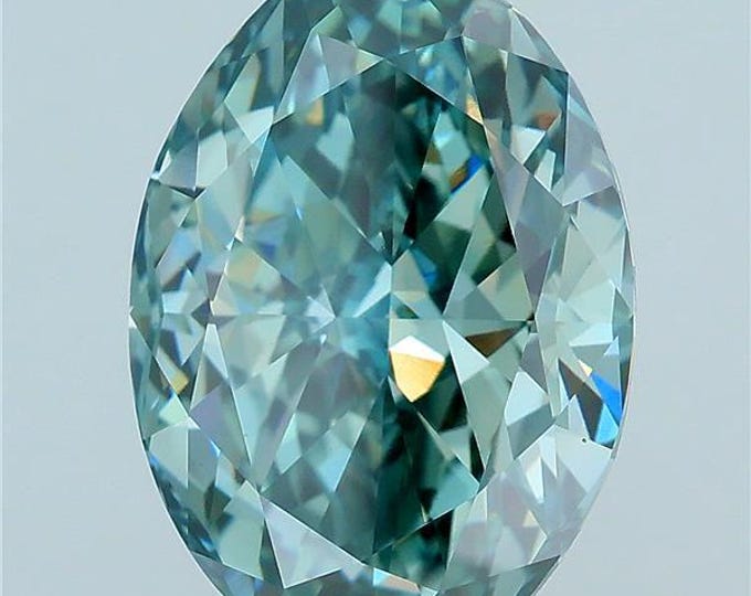 6CT Oval Lab Grown Diamond: Fancy Intense Green VS1, Loose Stone
