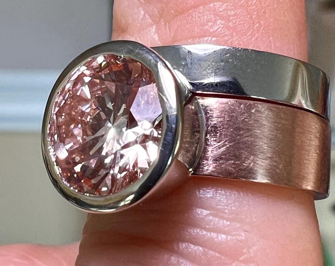 10K Pink & White Gold Lab Grown Pink Diamond Bridal Set