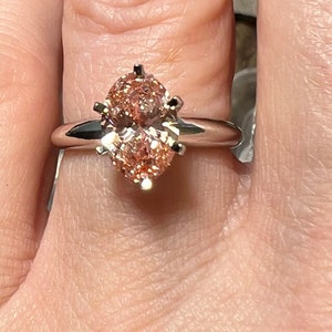 Certified 1.5CT Oval Brilliant Cut Fancy Intense Pink VS1 EX EX Lab Grown Diamond Engagement Ring