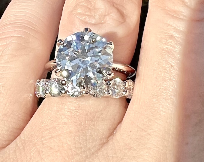 4CT Round Brilliant Cut G/SI2 Lab Grown Diamond Bridal Set/ Full Eternity Ring