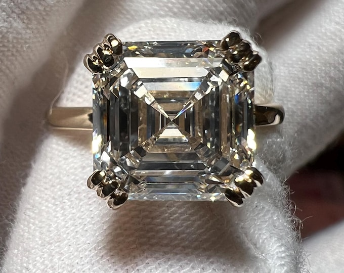 14K Yellow Gold 2.5CT E VVS1 2EX Square Emerald Lab Grown Diamond Hidden Halo Engagement Ring