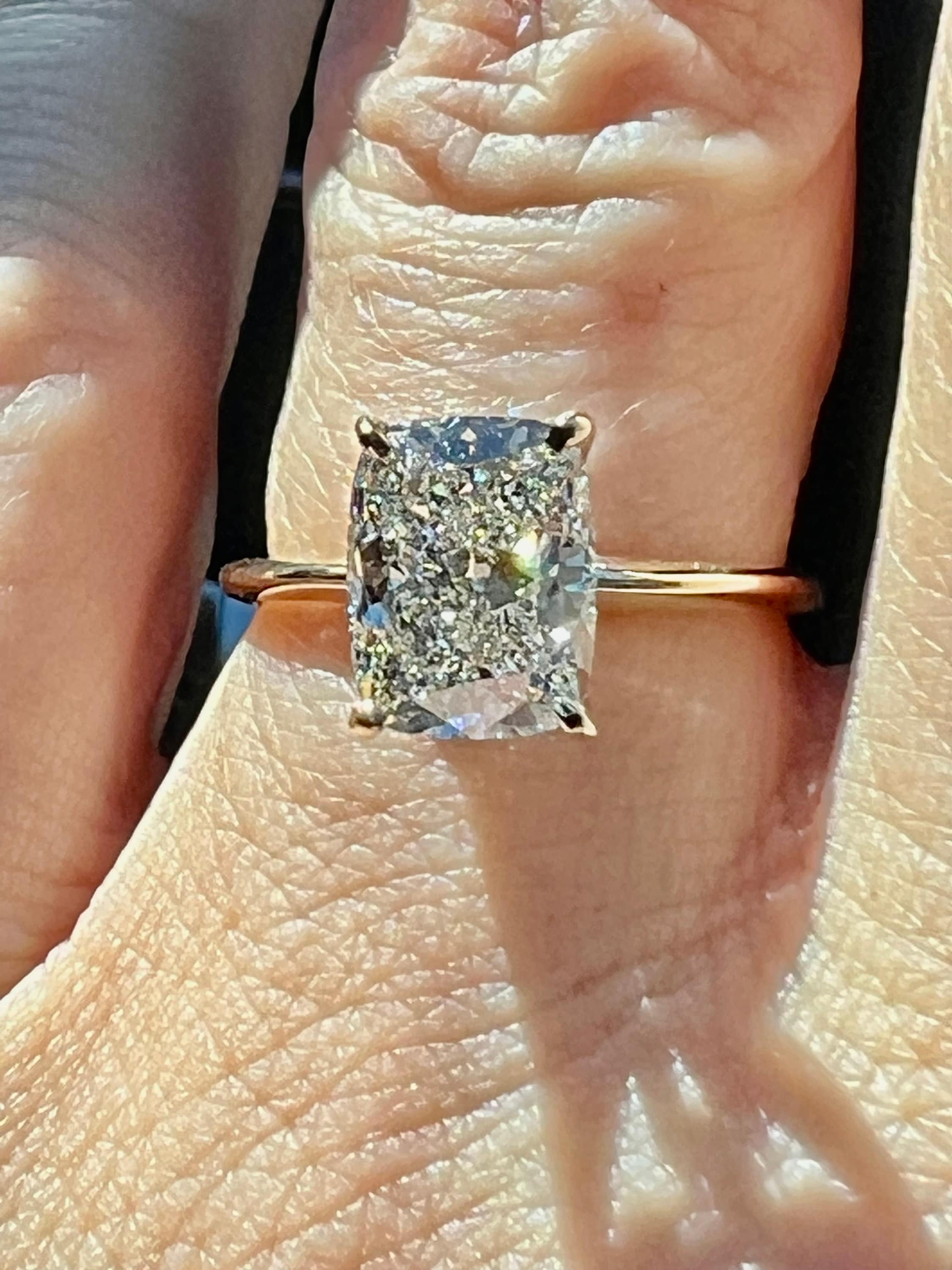 14K Gold 2.8CT Radiant Cut Lab Grown Diamond Solitaire Engagement Ring