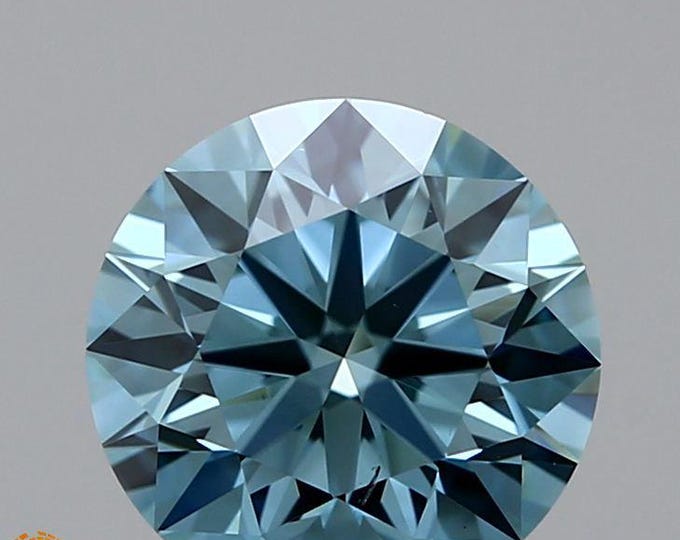 Certified 1.5CT Round Fancy Intense Greenish Blue Lab Grown Diamond / Engagement Ring/ Custom Designs