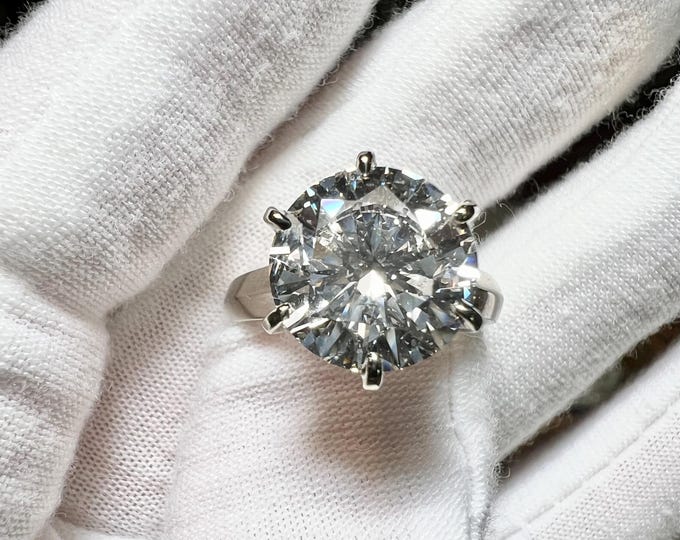 14K White Gold 5CT Lab Grown Diamond Engagement Ring: Knife Edge Setting