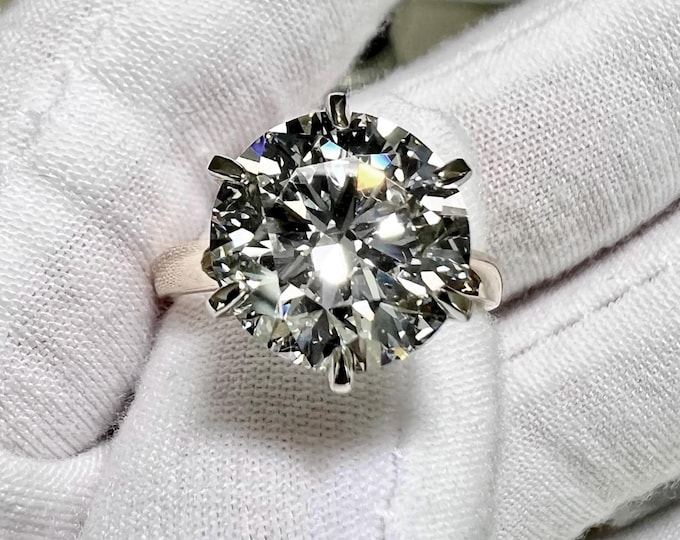 Round Brilliant Diamond Solitaire Ring, 2.5 Carat, 6 Prong, 3mm Band, 10K/14K Gold/Platinum