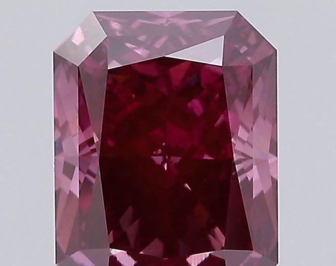 2.03ct Radiant Cut Fancy Vivid Purplish Pink Lab Grown Diamond