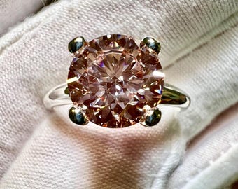 14K Gold Lab Grown Diamond Bridal Set: 2CT Pink Round Cut