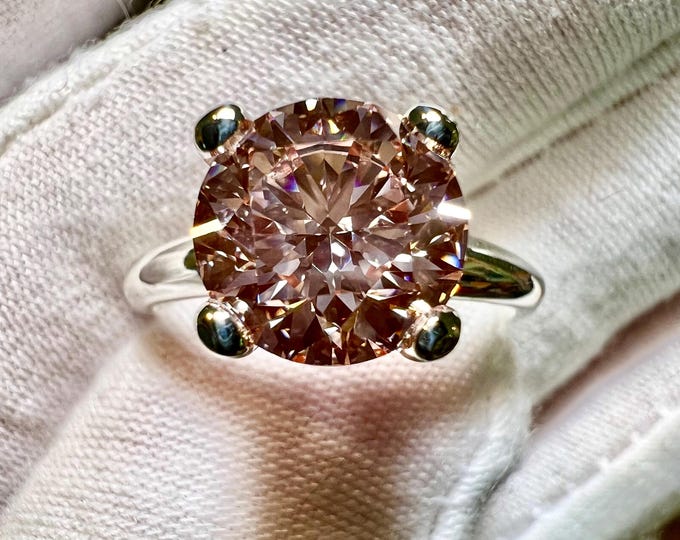 14K Gold 3CT Fancy Intense Pink Lab Grown Diamond Engagement Ring