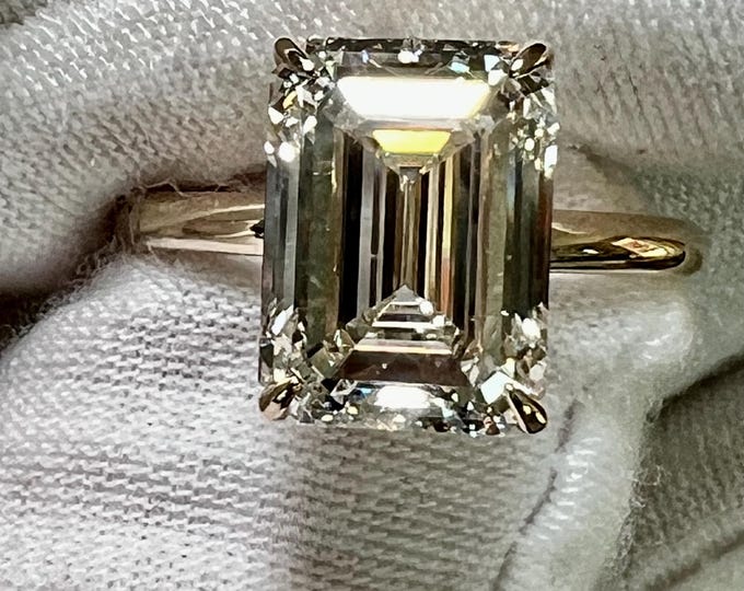 14K Gold Certified 5CT Emerald cut G VVS2 2EX Loose Lab Grown Diamond/ Engagement Ring