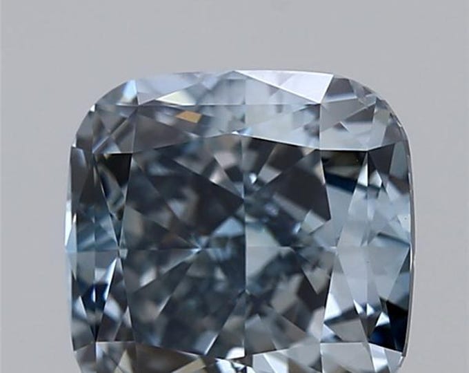 3CT Cushion Cut Fancy Blue Gray Lab Grown Diamond Engagement Ring