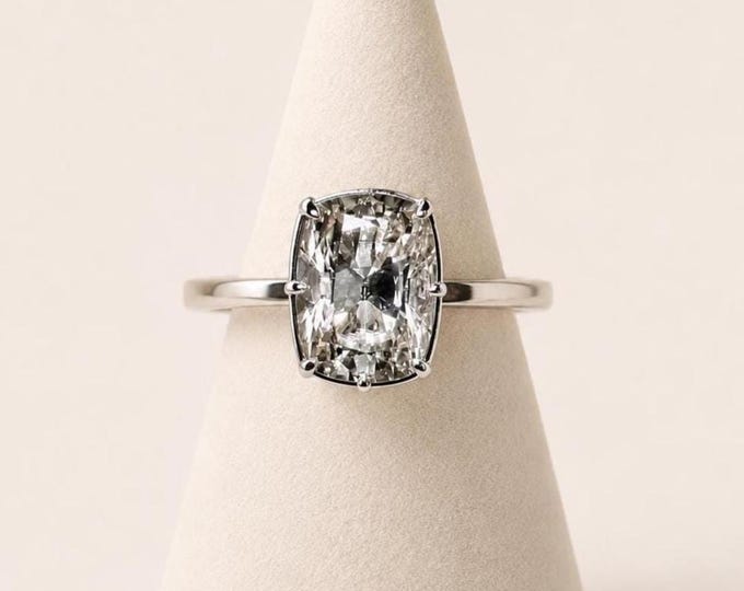 2.5 Carat Cushion Cut Lab Diamond Engagement Ring, IGI Certified, 14K Gold