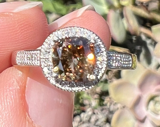 1.05CT Cushion Cut Diamond Ring: VVS1, 14K White Gold Halo, Size 7