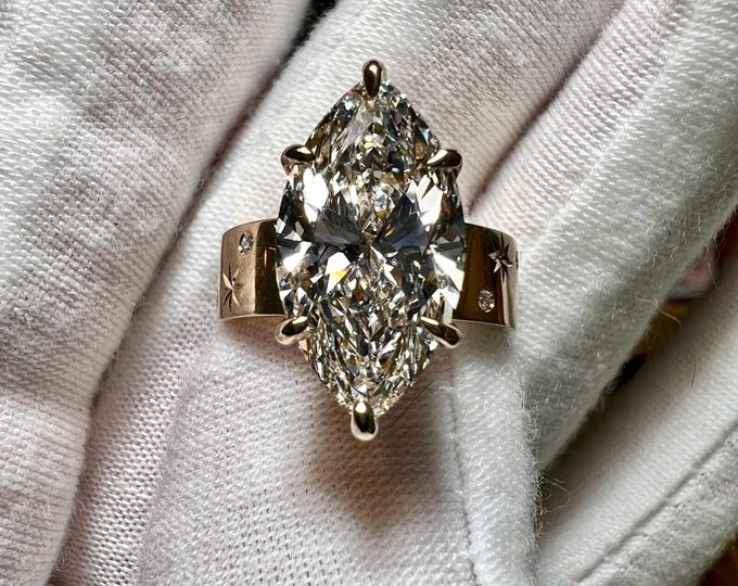 Certified 3.5CT Marquise Brilliant G VS1 2EX Lab Grown Diamond Venus Engagement Ring