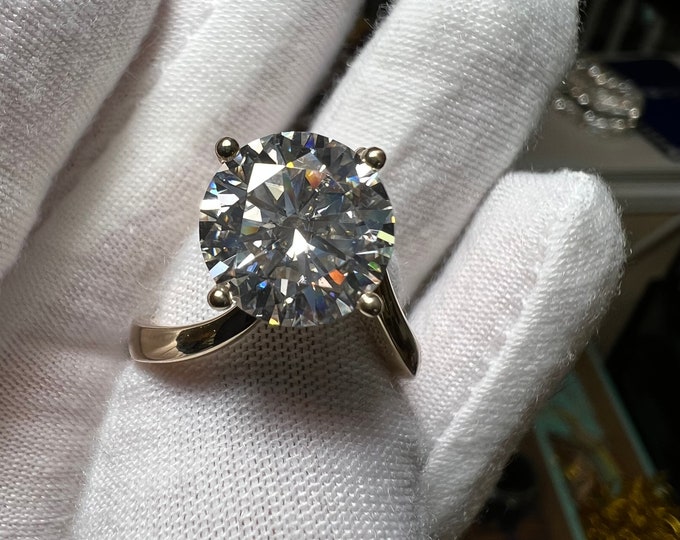 14K Yellow Gold 4.00CT Round Brilliant Cut H VS1 Lab Grown Diamond Ring