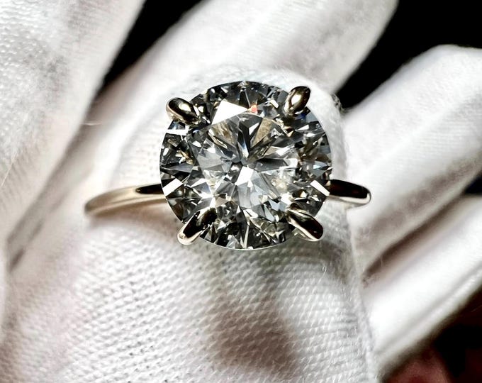 2CT Round Lab Grown Diamond Engagement Ring, 14K Gold Solitaire, 4 Prong Setting