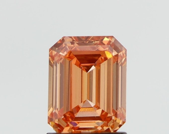Rare 1.51CT Emerald Cut Orange Lab Grown Loose Diamond