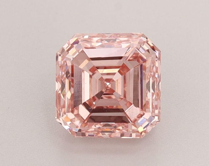 Certified 1.5CT Cut Square Radiant Fancy Intense Pink Lab Grown Loose Diamond/ Engagement Ring