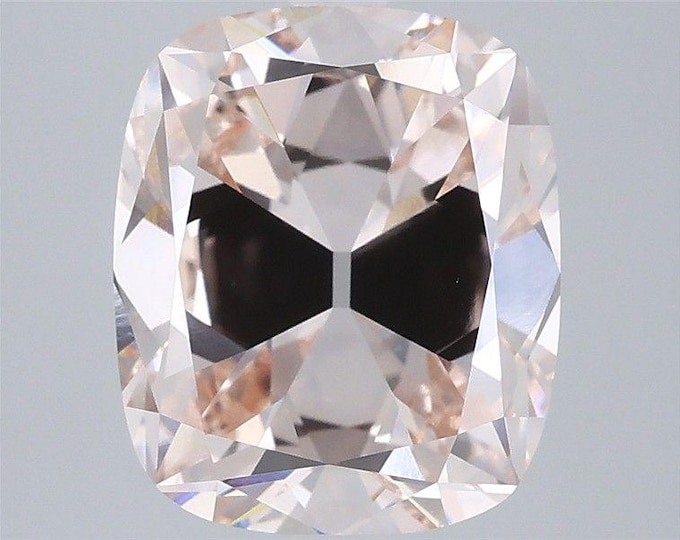 4CT Faint Pink Lab Grown Old Miner Cut Diamond | Vintage Cushion Style Loose Gemstone