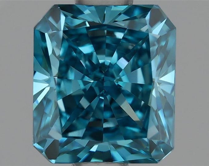 1.3CT Radiant Cut Fancy Vivid Green Blue Diamond VVS2 - Certified Loose Gem