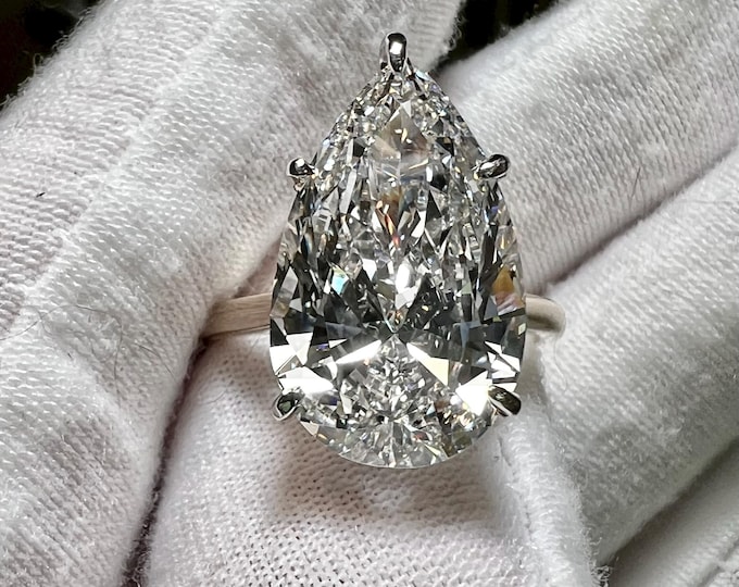 Certified 9CT Pear Lab Grown Diamond Engagement Ring: 10K 14K Gold Hidden Halo