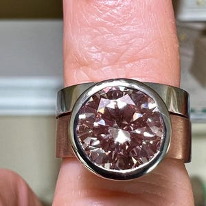 10K Brushed Pink Gold & Polished White Gold 3CT Round Brilliant Cut Fancy Intense Pink Lab Grown Diamond Bridal Set