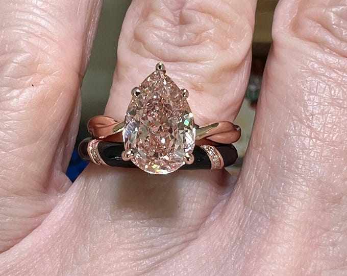 14K Rose Gold 3CT Pear Lab Grown Diamond Engagement Ring