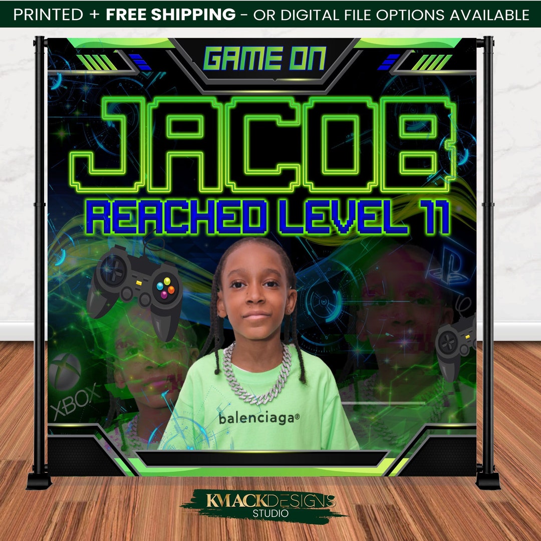 Gamer Custom Backdrop | Video Game Backdrop Birthday Bar Mitzvah Banner ...