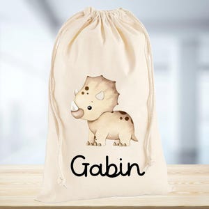 sac à doudou | sac de linge | les petites affaires de  | sac personnalisé | sac de rechange maternelle prénom dinosaure