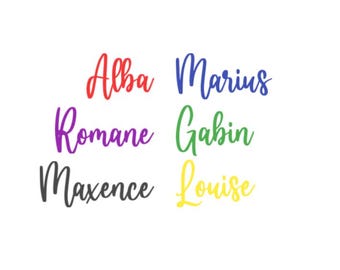 personalized name iron-on transfer, heat-transfer word flocking